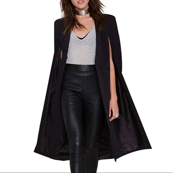 HAODUOYI Jackets & Blazers - Haoduoyi Trench Cape Cloak Blazer Black Sz US 12